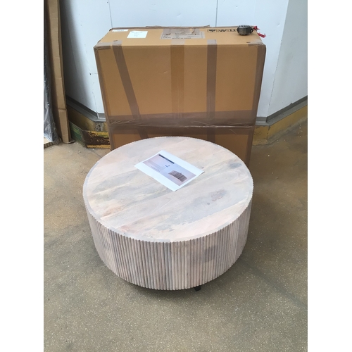 77 - Selene drum coffee table, 8010d, 390h, new in box with legs