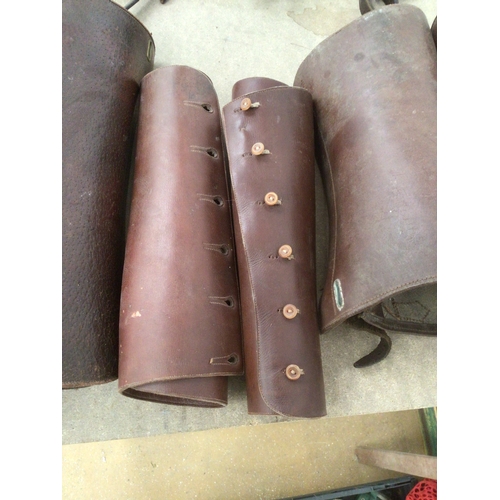 66 - 3 pairs of vintage gamekeepers leather gaiters