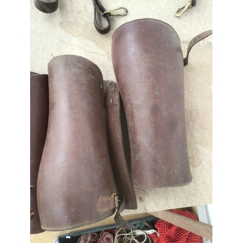 66 - 3 pairs of vintage gamekeepers leather gaiters