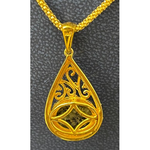 59 - Gold on 925 Silver Lapiz Lazuli set pendant on chain