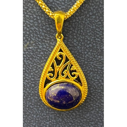 59 - Gold on 925 Silver Lapiz Lazuli set pendant on chain