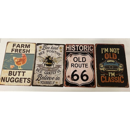 11 - 4 reproduction enamel signs 20x30cm