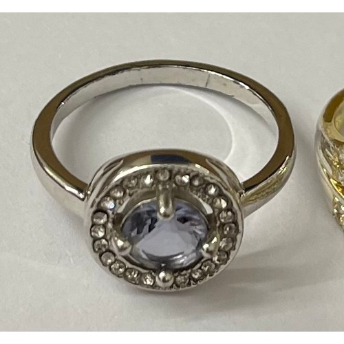 51 - 2 x 925 silver gold tone rings & tanzanite set ring