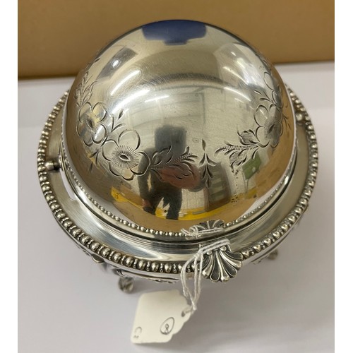 5 - Silver plated revolving butter/caviar dish