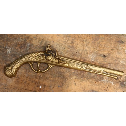 267 - Brass Flintlock Pistol Wall Hanging