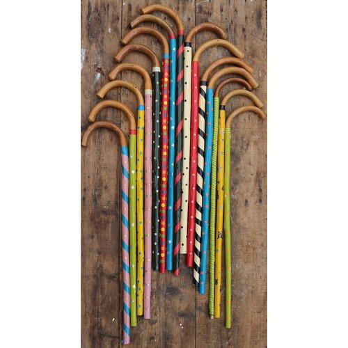 269 - 15 x Colourfully Painted Walking Sticks