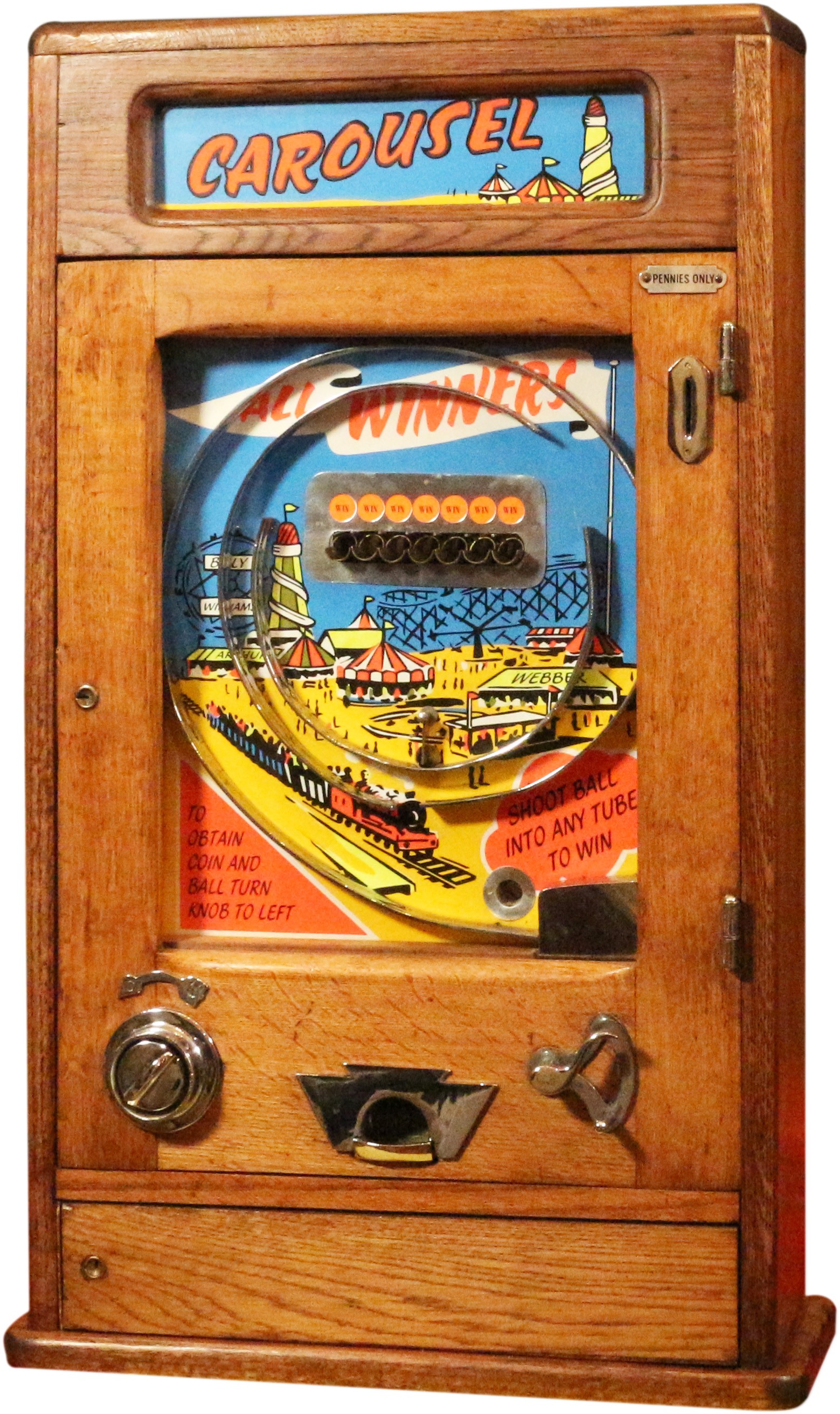 Parker's Carousel Allwin coin operated amusement machine, in excellent condition. One of the last m