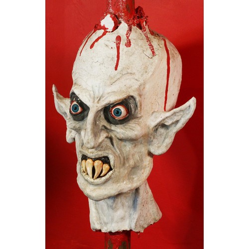 6 - Nosferatu Sculpture - outstanding Nosferatu bust modelled in gesso plaster with glass eyes over a wo... 