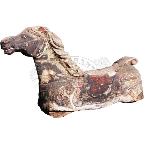 36 - Carved Fairground Galloper Horse - A/F, nicely carved head and flowing mane, in old show paint. Coul... 