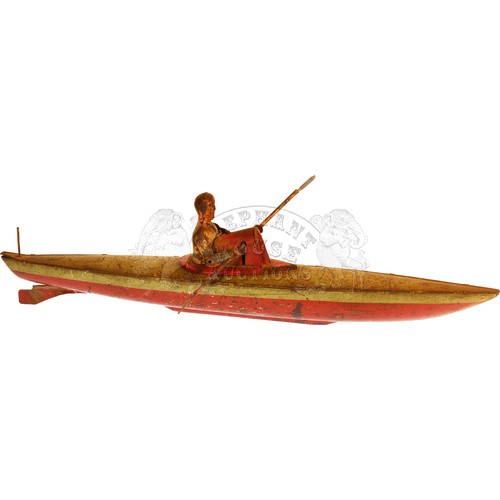 6 - The Singles-Champion by Abbey - Rare tinplate clockwork paddle canoe - very few of these survived as... 