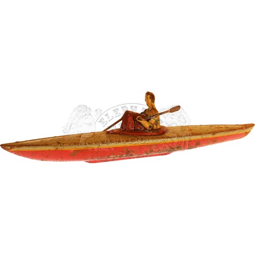 7 - The Singles-Champion by Abbey - Rare tinplate clockwork paddle canoe - very few of these survived as... 