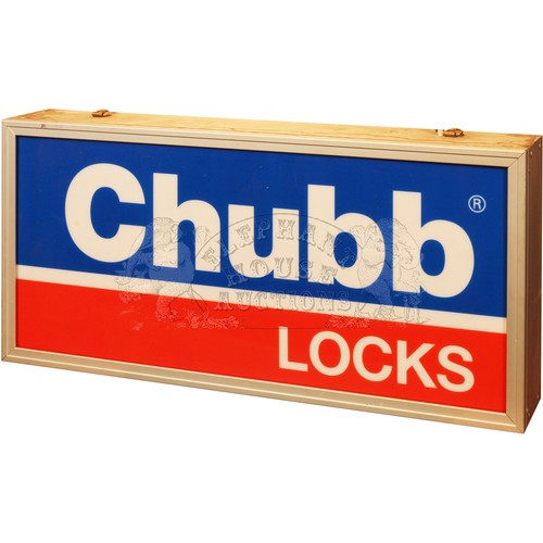 20 - Chubb Locks Illuminated Sign.Approximately 26 inches (66 cm) Wide, 12 inches (30.5 cm) High, 4 inche... 