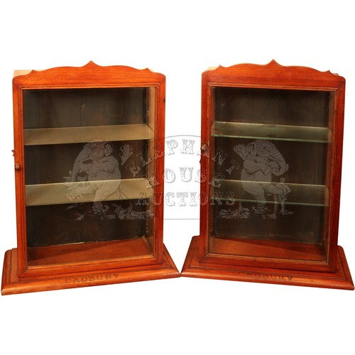 24 - Pair of Cadbury's Shop Cabinets - rare pair of small cabinets with glass shelves in very good origin... 