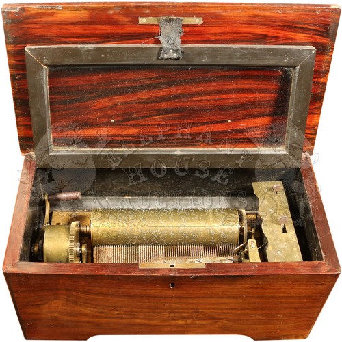 32 - Victorian Cylinder Music Box - in working order, the barrel approx 7 x 2 inches.Approximately 14 inc... 