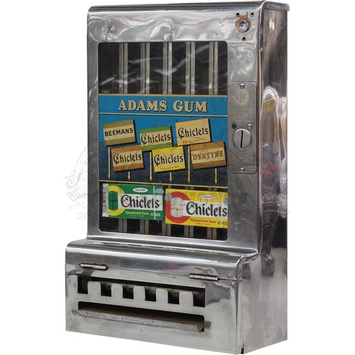 89 - Adams Gum coin operated vending machine by Mills Automatic Merchandising Corp. - in polished stainle... 