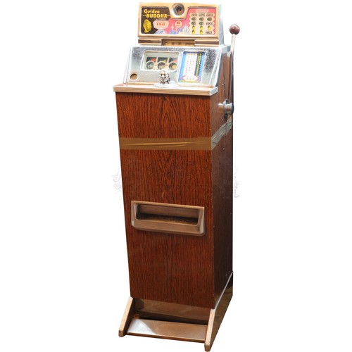 105 - Golden Buddha Console Coin Operated One Arm Bandit Slot Machine by Jennings - in overall good cosmet... 