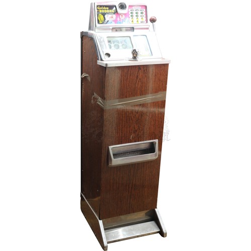 105 - Golden Buddha Console Coin Operated One Arm Bandit Slot Machine by Jennings - in overall good cosmet... 