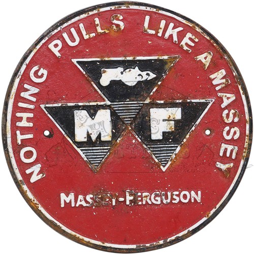 6 - Massey-Ferguson - cast iron sign. Approximately 9.5 inches (24.1 cm) Diameter.32390... 