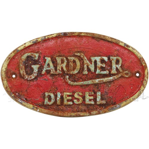 17 - Gardner Diesel - cast iron sign. Approximately 8 inches (20.3 cm) Wide, 5 inches (12.7 cm) High.3240... 