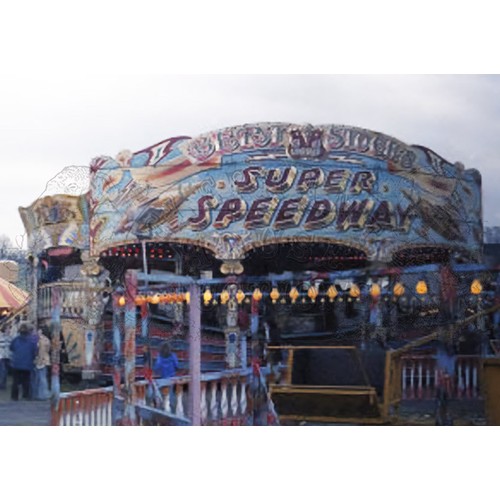 52 - Speedway Ride Painted Panel - top rounding board in original artwork, ex Bert Stocks (latterly Pears... 