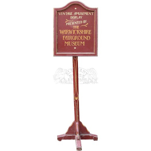 59 - Warwickshire Fairground Museum Sign - hand painted wooden sign. Approximately 15.5 inches (39.4 cm) ... 