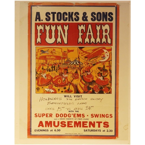 107 - A. Stocks & Sons Poster - Photographic Copy.Approximately 16 inches (40.6 cm) Wide, 20 inches (50.8 ... 