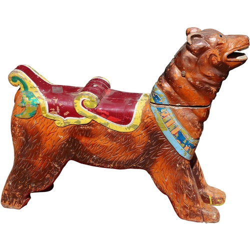 87 - Fairground Carved Wooden Bear for Dobby Set, Anderson of Bristol style, with glass eyes.Approximatel... 