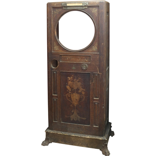 30 - Watling The Owl Cabinet, solid oak cabinet with original cast iron feet.Approximately 24.5 inches (6... 