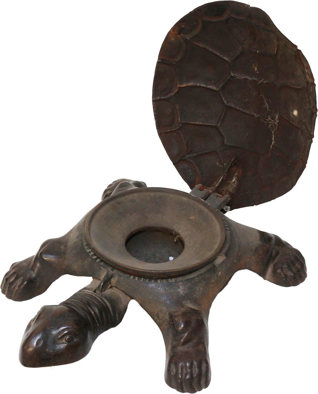 Victorian Turtle Spittoon, cast iron base with copper shell and tin ...