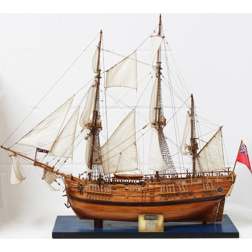 Highly Detailed Model of HMS Endeavour, on display plinth.Approximately ...