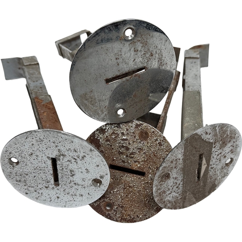 79 - 4 x Coin Entry Plates / Chutes, for shilling / old 5p.Estimate: we've sold 10 of these before, to se... 