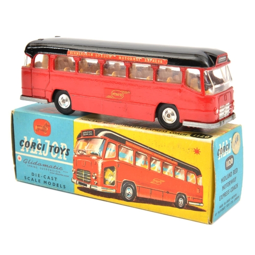 1437 - Corgi Toys Midland Red Motorway Express Coach (1120). In red with back roof light brown interior, Mi... 