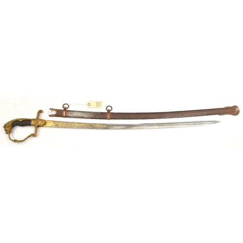 36 - An Imperial German officer's dress sword, curved, pipe backed blade 32