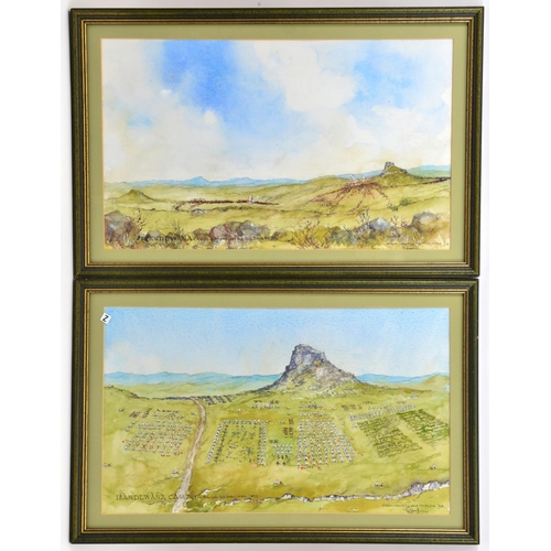 528 - A pair of original watercolour paintings of Isandlwana, by the S African artist John Churchill Simps... 