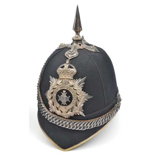 63 - A good pre 1908 officer's blue cloth spiked helmet of the Cinque Ports Volunteer Battalion The Royal... 