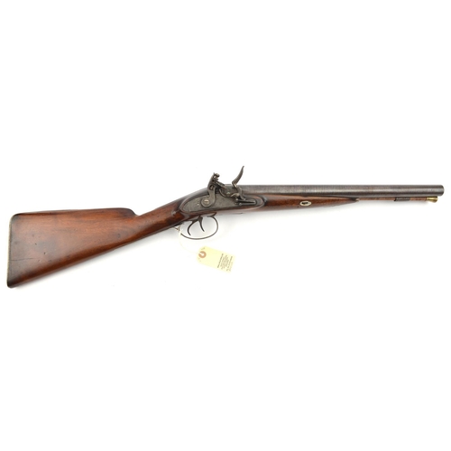 722 - A DB 12 bore flintlock coaching carbine by Leonard, c 1820, adapted from a sporting gun,  32½