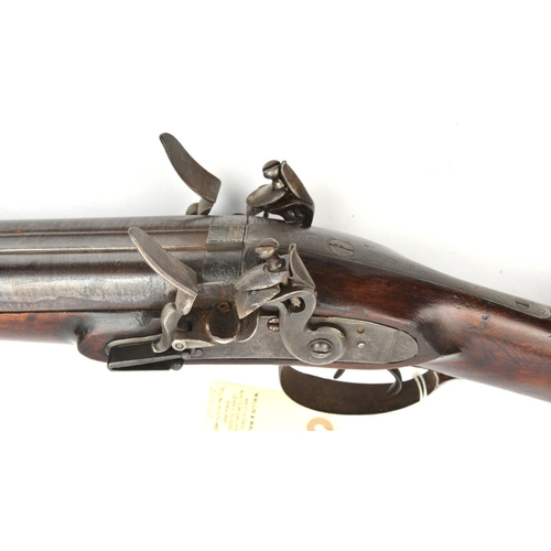 722 - A DB 12 bore flintlock coaching carbine by Leonard, c 1820, adapted from a sporting gun,  32½