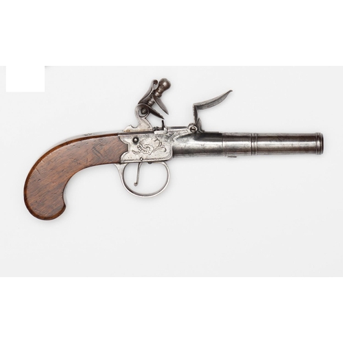 87 - A 55 bore cannon barrelled flintlock boxlock pocket pistol, by Murdoch, c 1780, 8