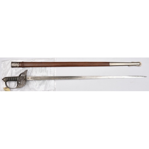 510 - A Vic 1892/95 infantry officer’s sword,  straight fullered blade 32½”, by Wilkinson no 31395 (for 18... 