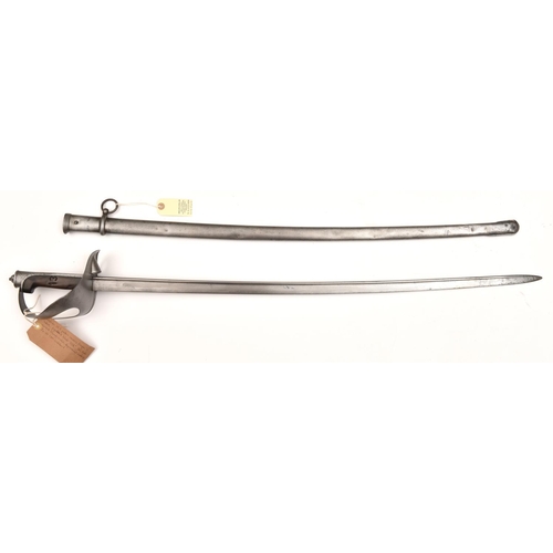 516 - An Italian M1871 cavalry trooper’s sword, slightly curved, pipe backed blade 35½”, small crowned FB ... 