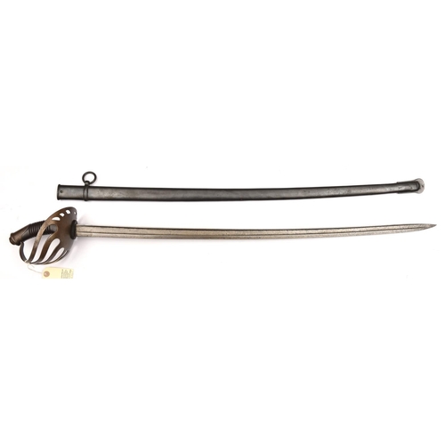 521 - A Chilean cavalry trooper’s sword c 1900,slightly curved, fullered blade 35”, marked “Manufacture d’... 