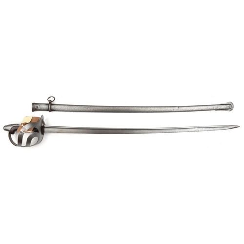 524 - An Italian sword,   stated to be 1888 pattern Royal Horse Artillery, slightly curved pipe backed bla... 