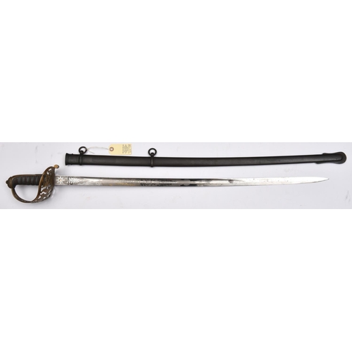 525 - A Vic officer’s 1857 pattern sword of the Engineer Volunteers, slightly curved, fullered blade 33”, ... 