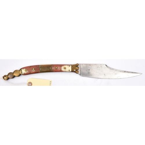 535 - A 19th century Spanish folding knife, navaja,  swollen SE blade 7”, with maker’s name “Valero .u. (u... 