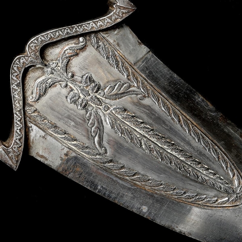 133 - An Indian (Rajasthani, possibly Jaipur) dagger katar. 19th century, curved DE blade 16cms with thick... 