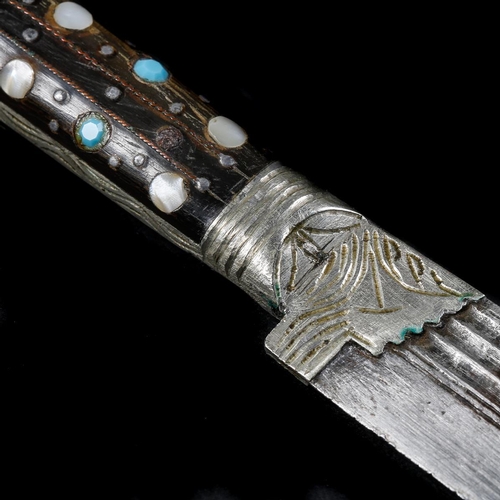 149 - A Bosnian knife. Probably Sarajevo, early 20th century, straight SE blade 18cms cut with 3 narrow co... 