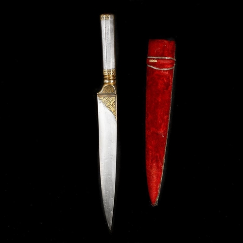 172 - An Indian dagger kard, 20th century. Straight SE blade 17.5cms and octagonal iron hilt both decorate... 