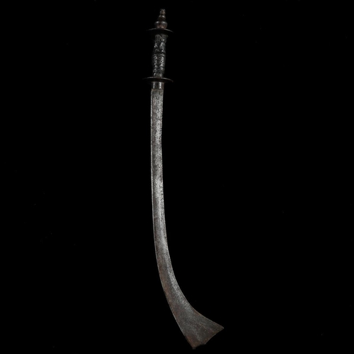 216 - A Nepalese sword kora. 18th or 19th century, curved SE blade 54.5cms with elephant’s ear tip, iron h... 