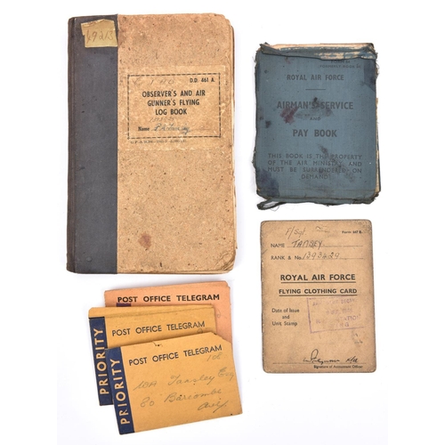 306 - A WWII RAF Observer’s and Air Gunner’s Flying Log Book, to P A Tansley, who qualified as an Air Bomb... 