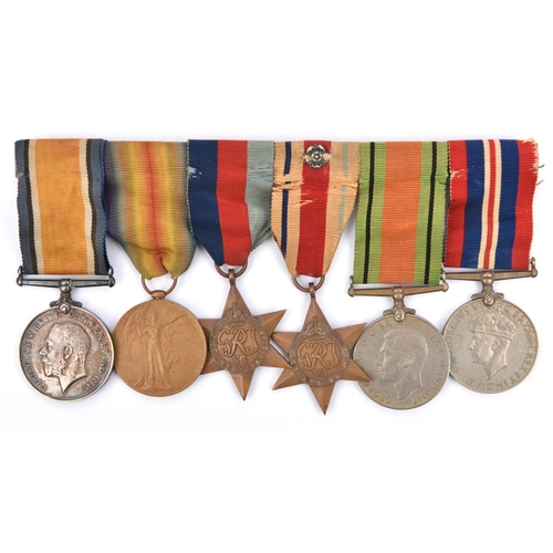 335 - Six: BWM, Victory (Major P R Bourne); 1939-45 star, Africa star, (rosette to ribbon), Defence and Wa... 